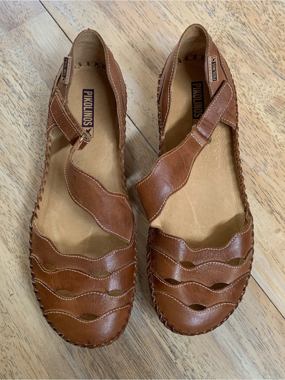 PIKOLINOS Vallarta Tan Brown Leather Woven Flat Sandal/Loafers sz39 NEW
